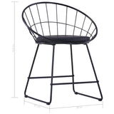 Dining Chairs with Faux Leather Seats 4 pcs Black Steel - Low Angle