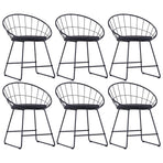 Dining Chairs with Faux Leather Seats 6 pcs Black Steel