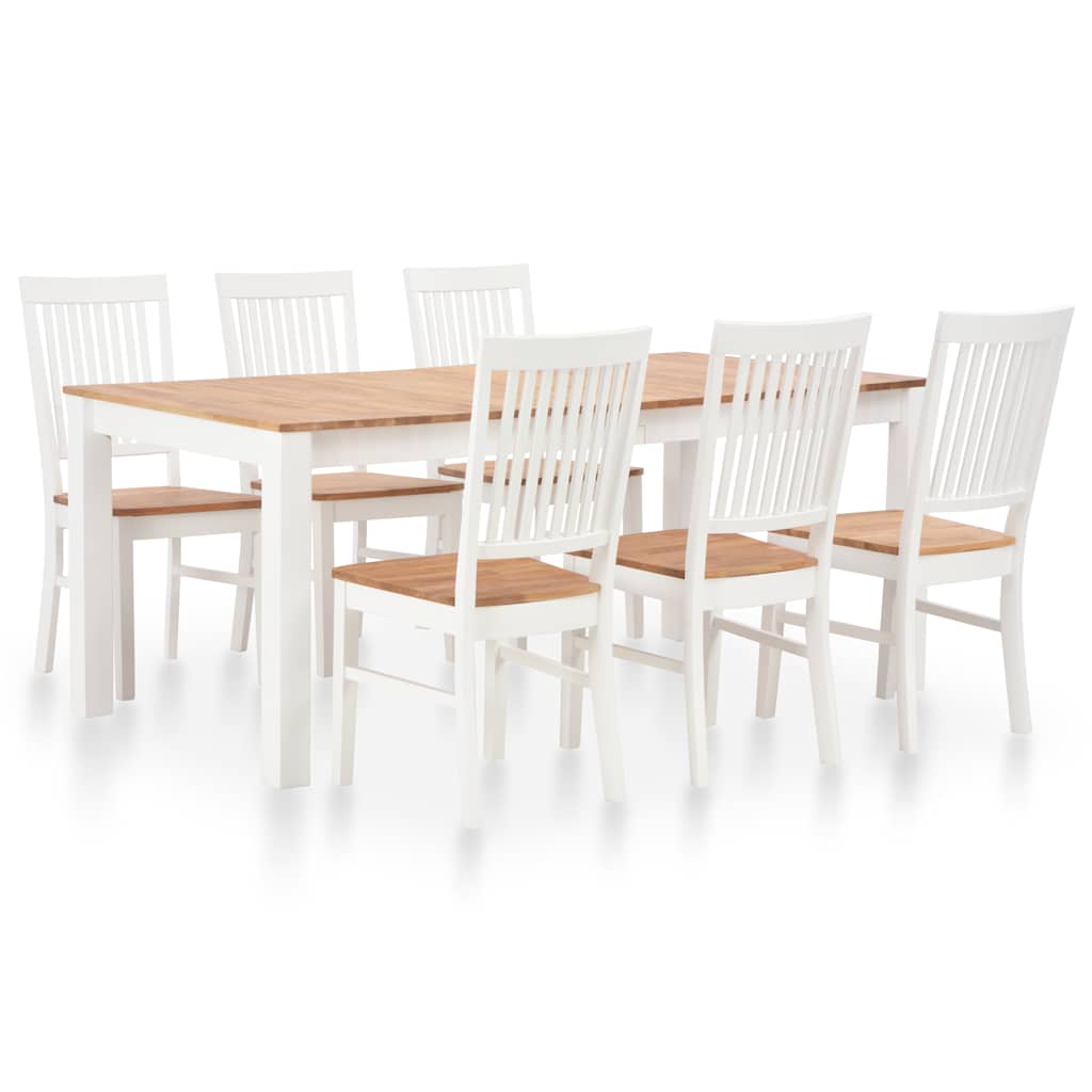 7 Piece Dining Set Solid Oak Wood