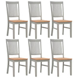 7 Piece Dining Set Solid Oak Wood - Front View