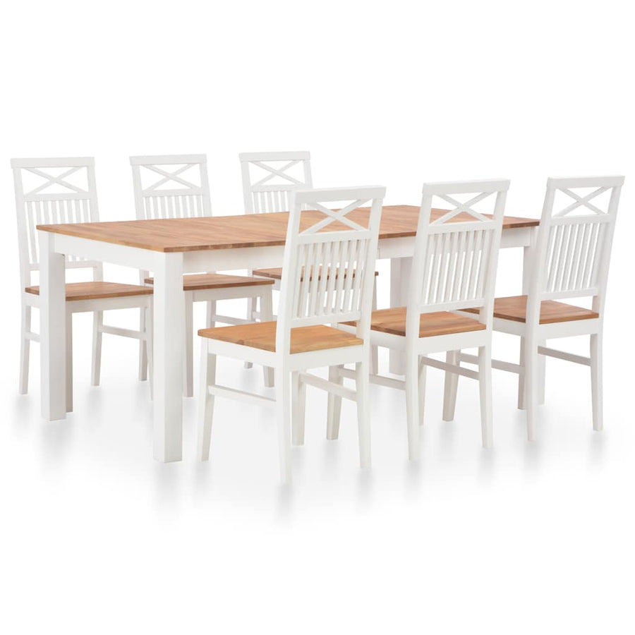 7 Piece Dining Set Solid Oak Wood