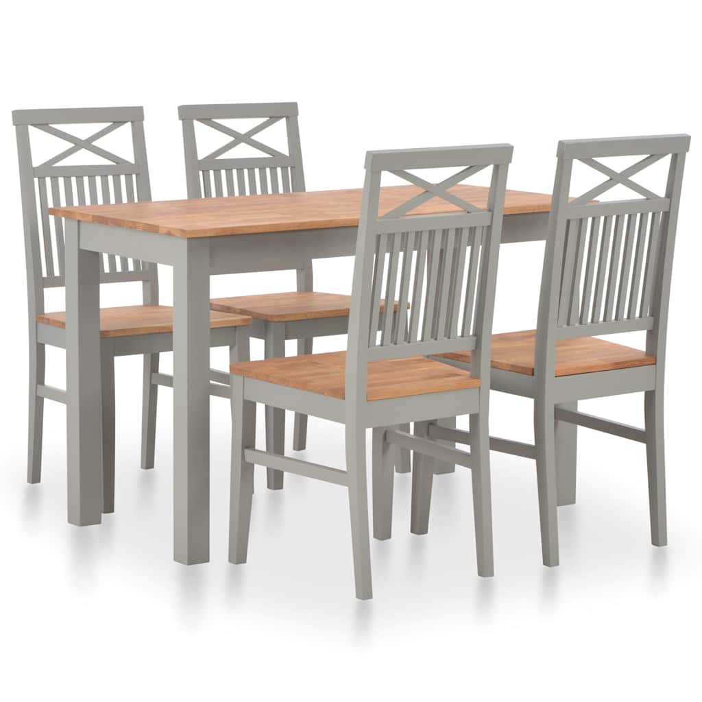 5 Piece Dining Set Solid Oak Wood