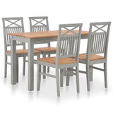 5 Piece Dining Set Solid Oak Wood