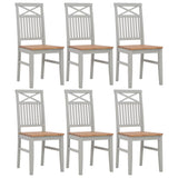 7 Piece Dining Set Solid Oak Wood - Front View