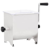 Manual Meat Mixer with Lid Silver Stainless Steel - Side View