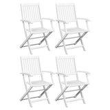 Folding Chairs 4 pcs White Solid Acacia Wood
