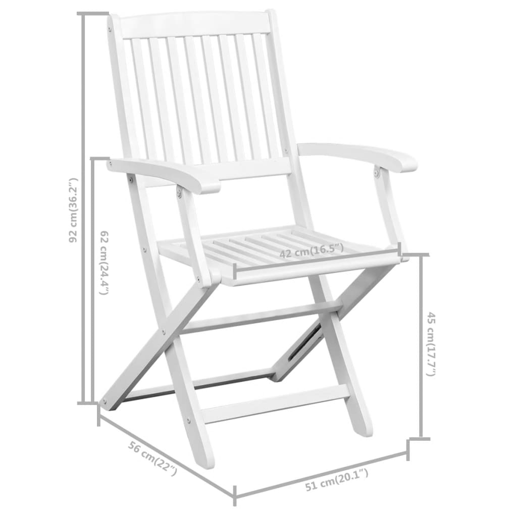 Folding Chairs 4 pcs White Solid Acacia Wood