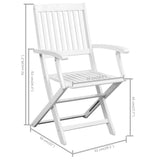 Folding Chairs 4 pcs White Solid Acacia Wood - Rear View
