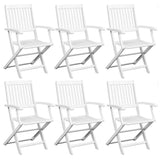 Folding Chairs 6 pcs White Solid Acacia Wood