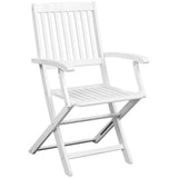 Folding Chairs 6 pcs White Solid Acacia Wood - Side View