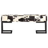 Bench 110 cm Black Patchwork Genuine Goat Leather - Front View