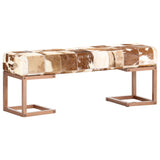 Bench 110 cm Brown Patchwork Genuine Goat Leather - Low Angle