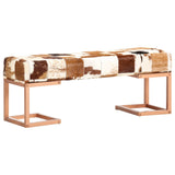 Bench 110 cm Brown Patchwork Genuine Goat Leather - Extra Image