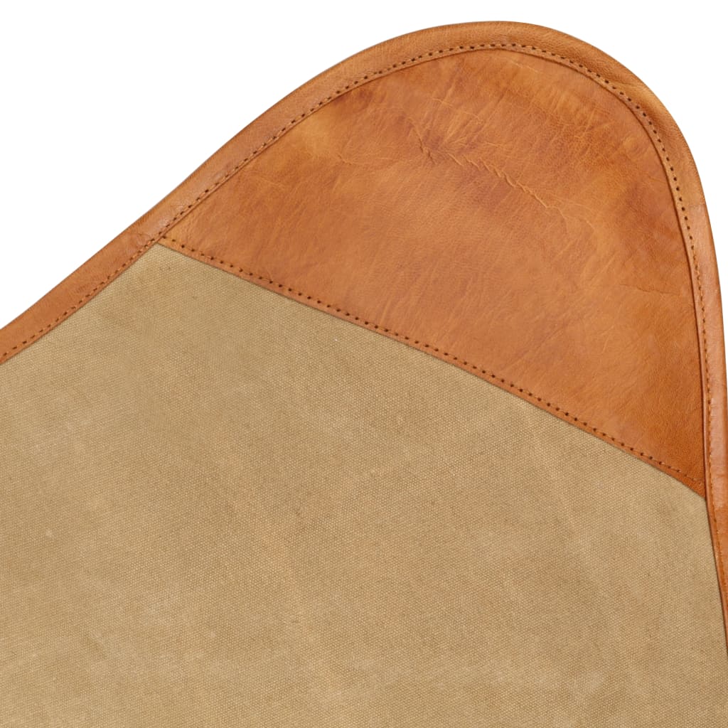 Butterfly Chair Brown Real Leather and Canvas