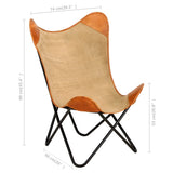 Butterfly Chair Brown Real Leather and Canvas