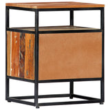 Bedside Cabinet 40x30x50 cm Solid Reclaimed Wood and Steel - Side View