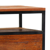 Bedside Cabinet 40x30x50 cm Solid Reclaimed Wood and Steel - Rear View