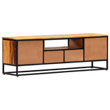 TV Cabinet 120x30x40 cm Solid Reclaimed Wood and Steel - Front View