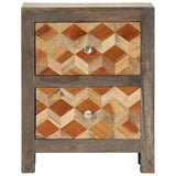 Bedside Cabinet Grey 40x30x50 cm Solid Mango Wood - Front View