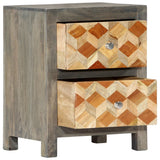 Bedside Cabinet Grey 40x30x50 cm Solid Mango Wood - Side View