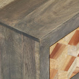 Bedside Cabinet Grey 40x30x50 cm Solid Mango Wood - Rear View