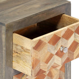 Bedside Cabinet Grey 40x30x50 cm Solid Mango Wood - Close-Up Angle