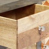 Side Cabinet Grey 75x30x60 cm Solid Mango Wood - Close-Up Angle