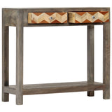 Console Table Grey 86x30x76 cm Solid Mango Wood - Front View