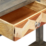 Console Table Grey 86x30x76 cm Solid Mango Wood - Close-Up Angle