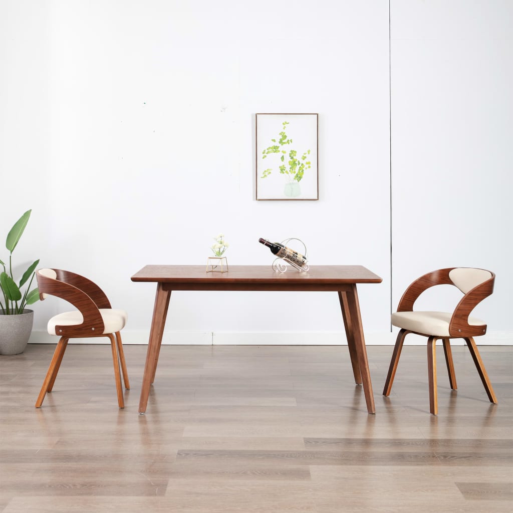 Dining Chairs 2 pcs Cream Bent Wood and Faux Leather
