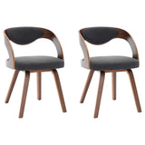 Dining Chairs 2 pcs Dark Grey Bent Wood and Fabric - Front View