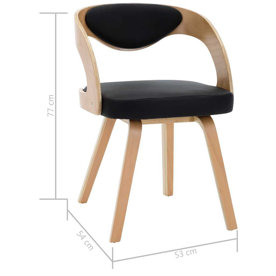 Dining Chairs 2 pcs Black Bent Wood and Faux Leather