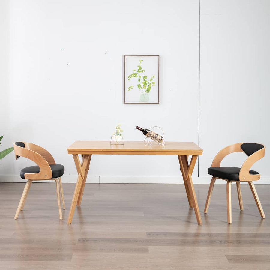 Dining Chairs 2 pcs Black Bent Wood and Faux Leather