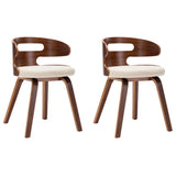 Dining Chairs 2 pcs Cream Bent Wood and Faux Leather - Front View