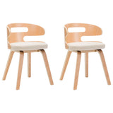 Dining Chairs 2 pcs Cream Bent Wood and Faux Leather - Front View