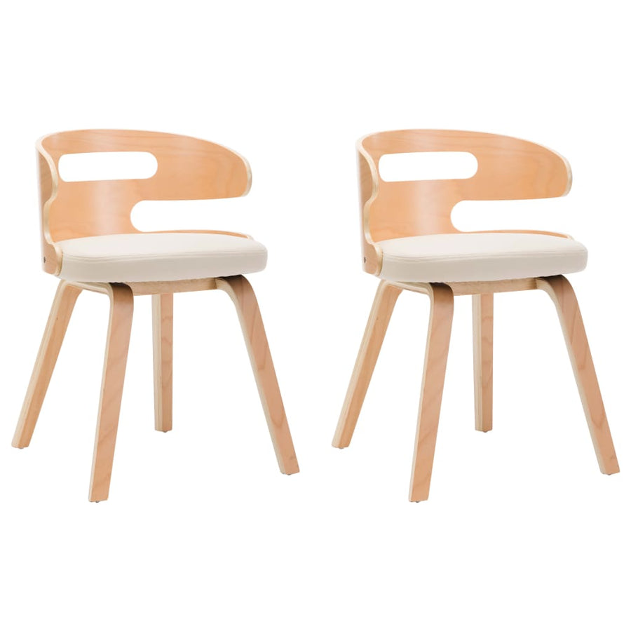 Dining Chairs 2 pcs Cream Bent Wood and Faux Leather