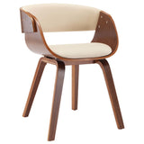 Dining Chair Cream Bent Wood and Faux Leather - Front View