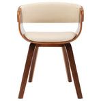 Dining Chair Cream Bent Wood and Faux Leather