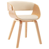 Dining Chair Cream Bent Wood and Faux Leather