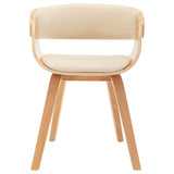 Dining Chair Cream Bent Wood and Faux Leather