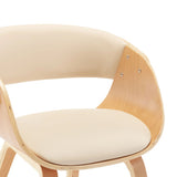 Dining Chair Cream Bent Wood and Faux Leather