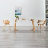 Dining Chair Cream Bent Wood and Faux Leather
