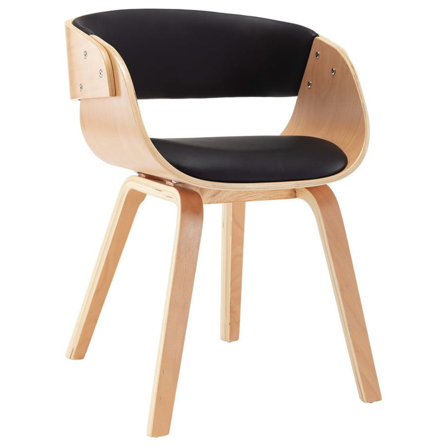 Dining Chair Black Bent Wood and Faux Leather
