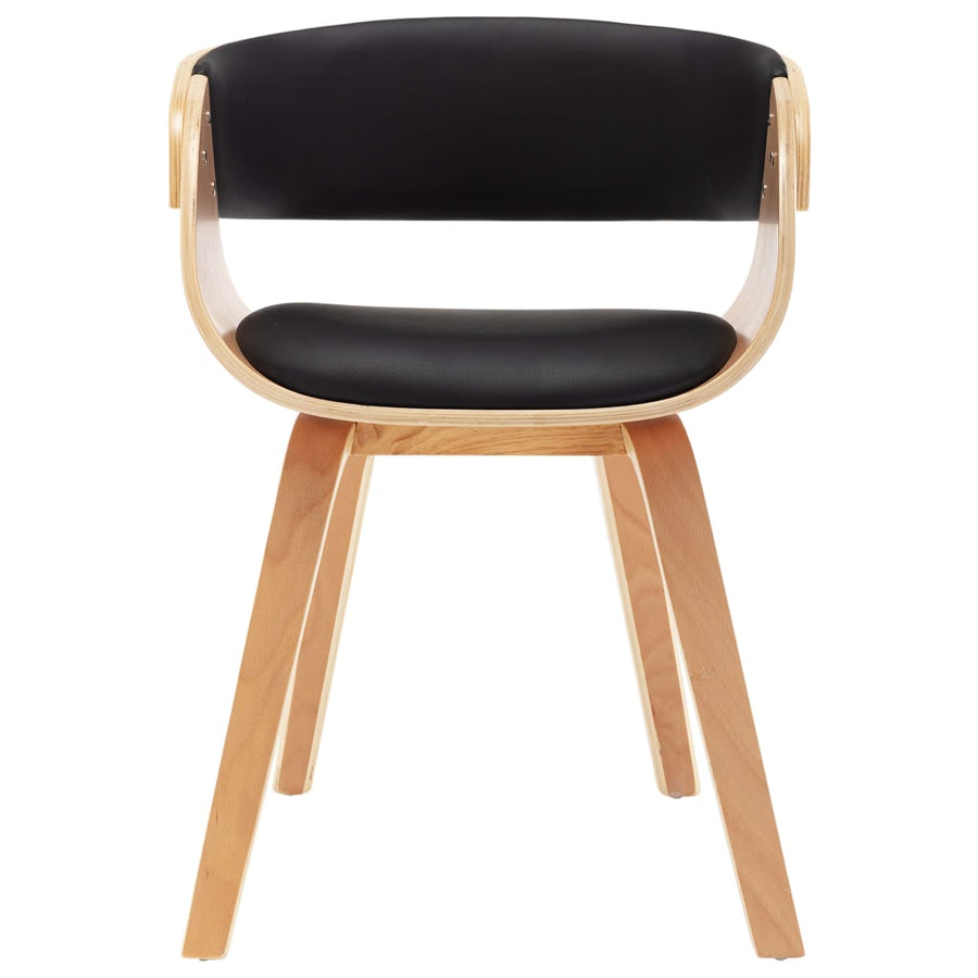 Dining Chair Black Bent Wood and Faux Leather