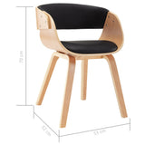 Dining Chair Black Bent Wood and Faux Leather