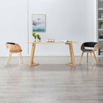 Dining Chair Black Bent Wood and Faux Leather