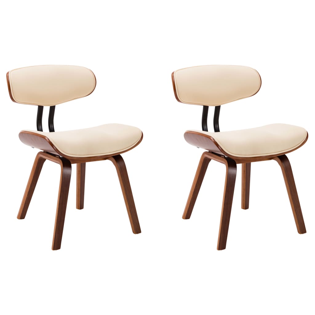 Dining Chairs 2 pcs Cream Bent Wood and Faux Leather