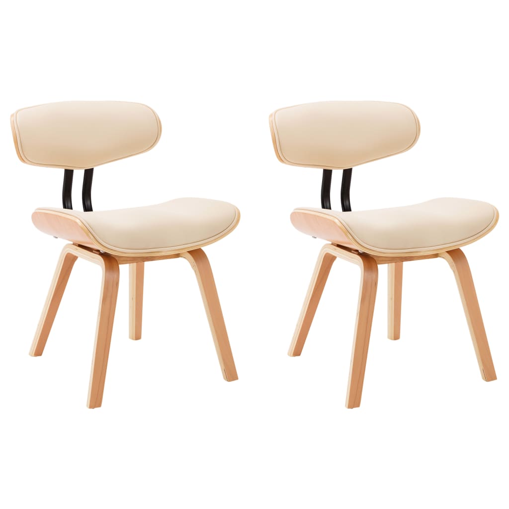 Dining Chairs 2 pcs Cream Bent Wood and Faux Leather