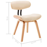 Dining Chairs 2 pcs Cream Bent Wood and Faux Leather