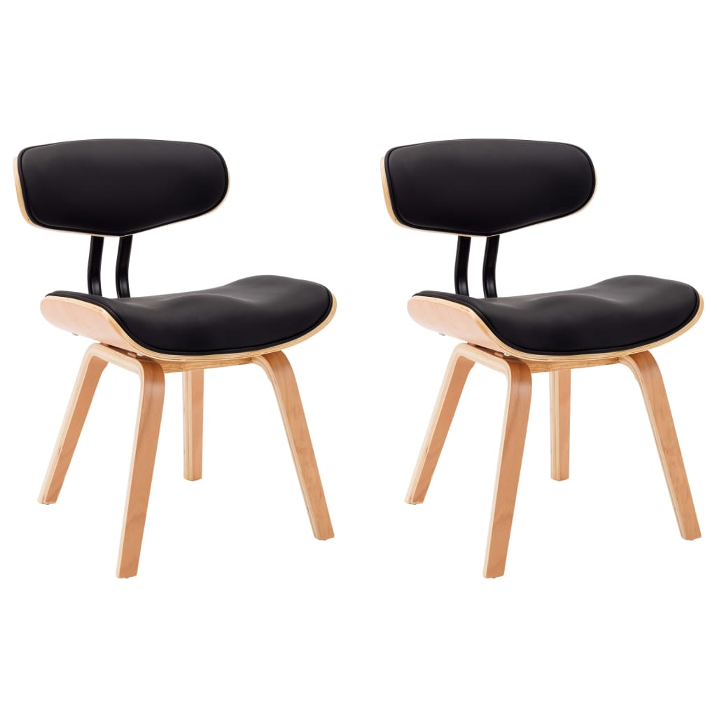 Dining Chairs 2 pcs Black Bent Wood and Faux Leather